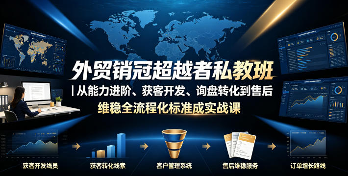 外贸销冠超越者私教班｜从能力进阶、获客开发、询盘转化到售后维稳全流程标准化成交实战课-dabaowz