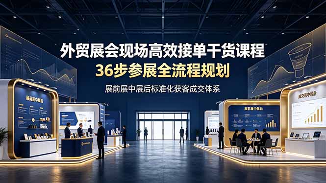 外贸展会现场高效接单干货课程，36步参展全流程规划，展前展中展后标准化获客成交体系-dabaowz