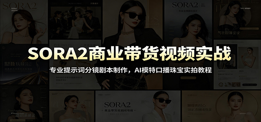 SORA2商业带货视频实战：专业提示词分镜剧本制作，AI模特口播珠宝实拍教程-dabaowz