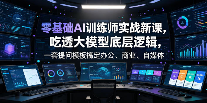 零基础AI训练师实战课,吃透大模型底层逻辑,一套提问模板搞定办公、商业、自媒体、设计、生活全场景AI落地应用-dabaowz