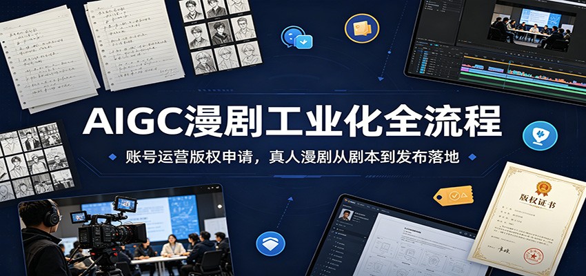 AIGC漫剧工业化全流程：账号运营版权申请，真人漫剧从剧本到发布落地-dabaowz