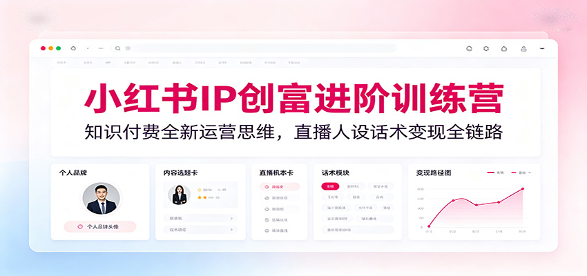 小红书IP创富进阶训练营：知识付费全新运营思维，直播人设话术变现全链路-dabaowz