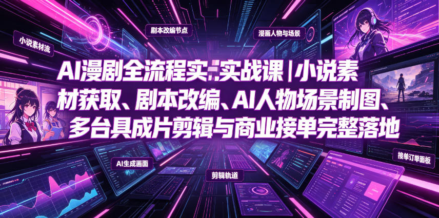 AI漫剧全流程实战课｜小说素材获取、剧本改编、AI人物场景制图、多工具成片剪辑、平台付费变现与商业接单完整落地-dabaowz