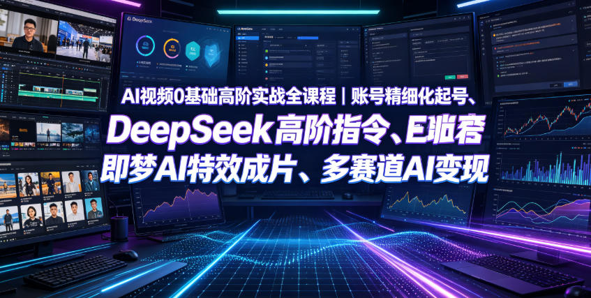 AI视频0基础高阶实战全课程｜账号精细化起号、DeepSeek高阶指令、即梦AI特效成片、多赛道AI短视频量产变现-dabaowz