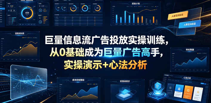 巨量信息流广告投放实操训练，从0基础成为巨量广告高手，实操演示+心法分析-dabaowz