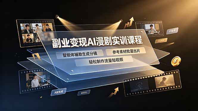 副业变现AI漫剧实训课程，智能体辅助生成分镜，参考素材批量出片，轻松制作流量短视频-dabaowz