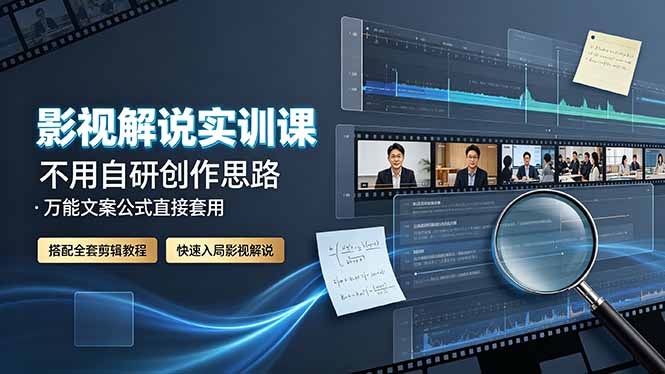 影视解说实训课：不用自研创作思路，万能文案公式直接套用，搭配全套剪辑教程，快速入局影视解说-dabaowz