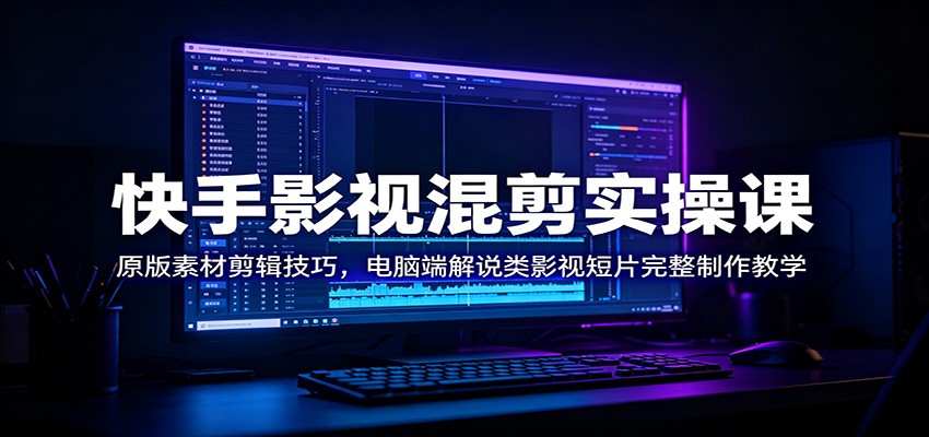 快手影视混剪实操课：原版素材剪辑技巧，电脑端解说类影视短片完整制作教学-dabaowz