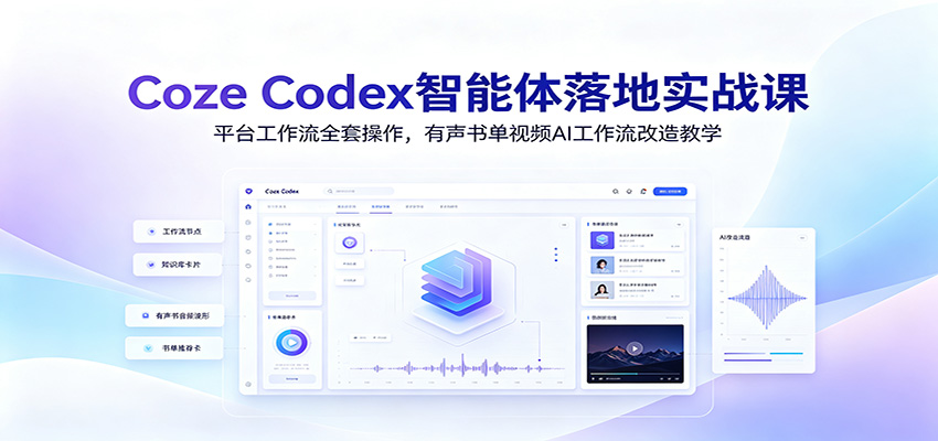 Coze Codex智能体落地实战课：平台工作流全套操作，有声书单视频AI工作流改造教学-dabaowz