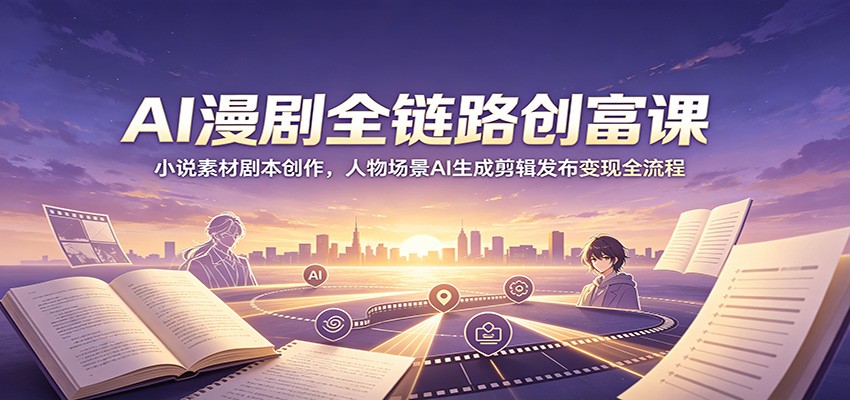 AI漫剧全链路创富课：小说素材剧本创作，人物场景AI生成剪辑发布变现全流程-dabaowz