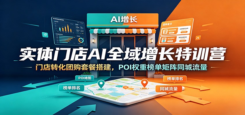 实体门店AI全域增长特训营：门店转化团购套餐搭建，POI权重榜单矩阵同城流量-dabaowz