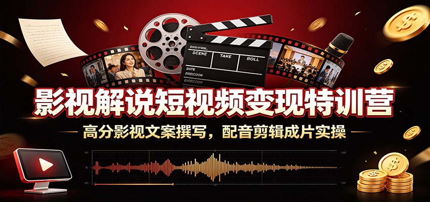 影视解说短视频变现特训营：高分影视文案撰写，配音剪辑成片实操-dabaowz