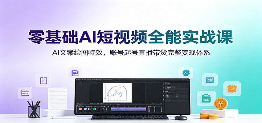零基础AI短视频全能实战课：AI文案绘图特效，账号起号直播带货完整变现体系-dabaowz