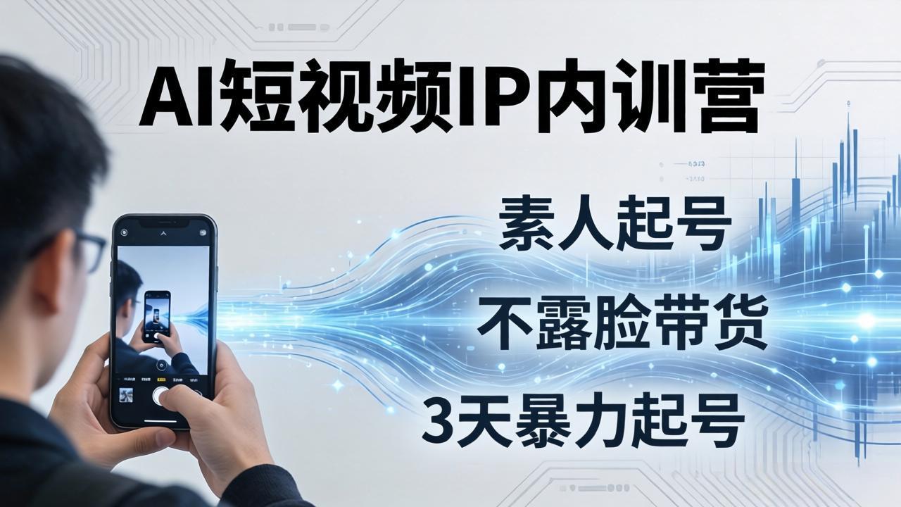 2026AI短视频IP内训营-更新：从素人起号到不露脸带货，3天暴力起号全流程拆解-dabaowz