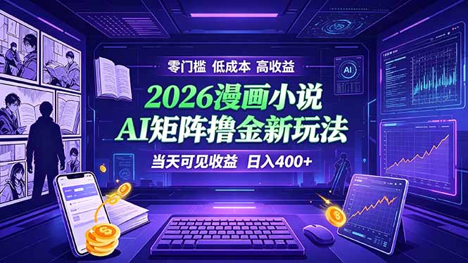 爆款小说漫画大阅读    ai矩阵操作    当天可见收益  日入400+    零门槛    高收益-dabaowz