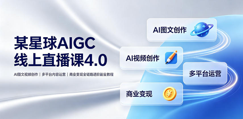 某星球AIGC线上直播课4.0｜AI图文视频创作、多平台内容运营、商业变现全链路进阶副业教程-dabaowz