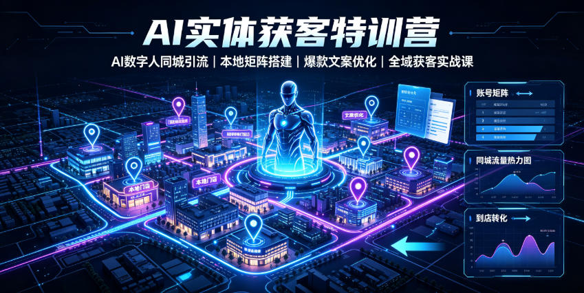 AI实体获客特训营｜AI数字人同城引流、本地矩阵搭建、爆款文案优化全域获客实战课-dabaowz