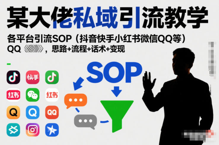 某大佬私域引流教学，各平台引流SOP(抖音快手小红书微信QQ等)，思路+流程+话术+变现(更新0708)-dabaowz
