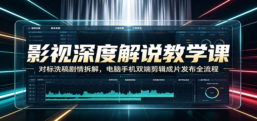 影视深度解说教学课：对标洗稿剧情拆解，电脑手机双端剪辑成片发布全流程-dabaowz