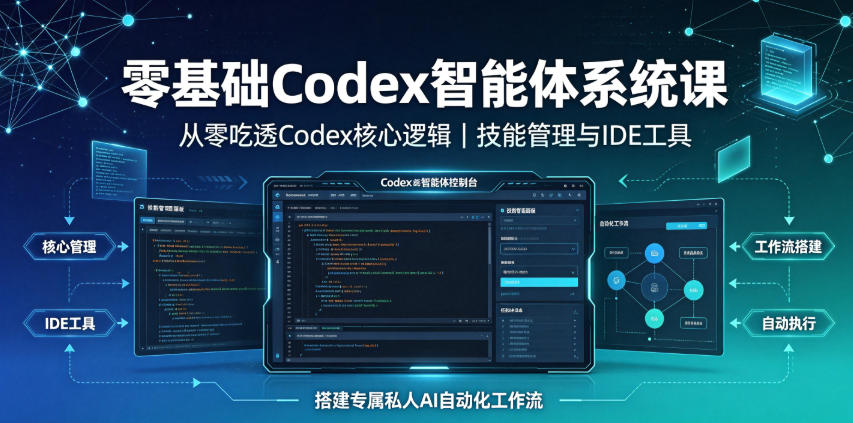 零基础Codex智能体系统课｜从零吃透Codex核心逻辑、技能管理与IDE工具，搭建专属私人AI自动化工作流-dabaowz