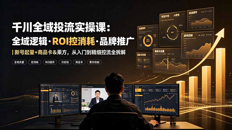 千川全域投流实操课：全域逻辑·ROI控消耗·品牌推广｜新号起量+商品卡&乘方，从入门到精细控流全拆解-dabaowz