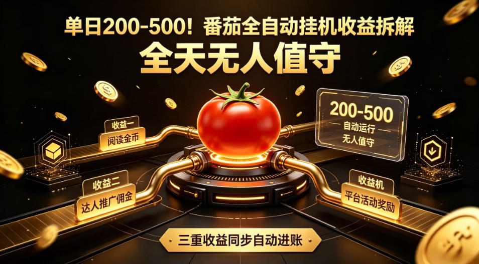 单日200-500！番茄全自动挂G收益拆解，全天无人值守，矩阵操作收益翻倍【揭秘】-dabaowz