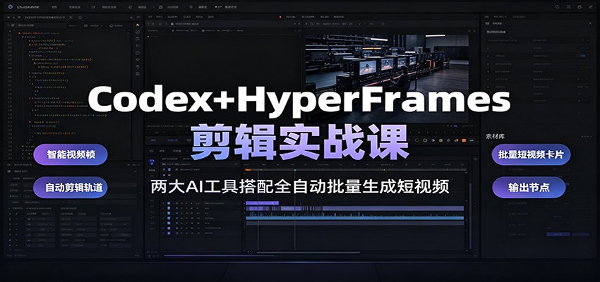 Codex+HyperFrames剪辑实战课：两大AI工具搭配全自动批量生成短视频-dabaowz