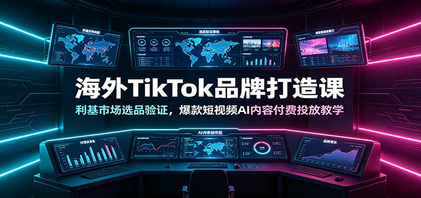 海外TikTok品牌打造课：利基市场选品验证，爆款短视频AI内容付费投放教学-dabaowz