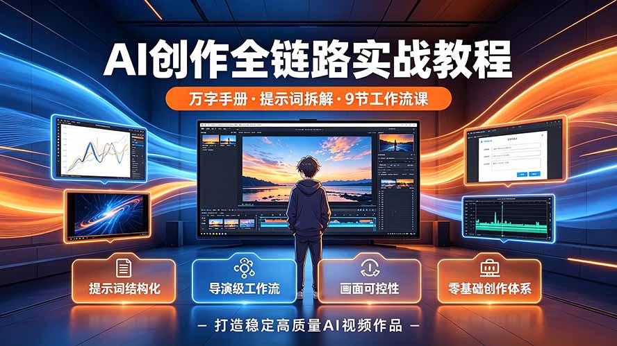 AI创作全链路实战教程｜万字手册·提示词拆解·9节工作流课，打造稳定高质量AI视频作品-dabaowz