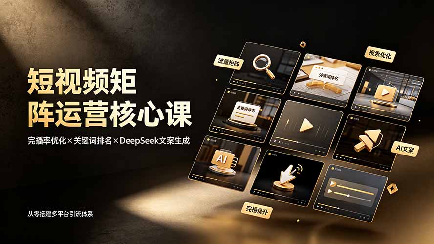 短视频矩阵运营核心课：完播率优化×关键词排名×DeepSeek文案生成，从零搭建多平台引流体系-dabaowz
