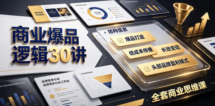 商业爆品逻辑30讲｜拆解各行各业头部品牌盈利模式，吃透爆品打造、低成本传播、长效变现全套商业思维课-dabaowz