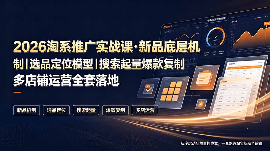2026淘系推广实战课·新品底层机制｜选品定位模型｜搜索起量爆款复制多店铺运营全套落地教程-dabaowz