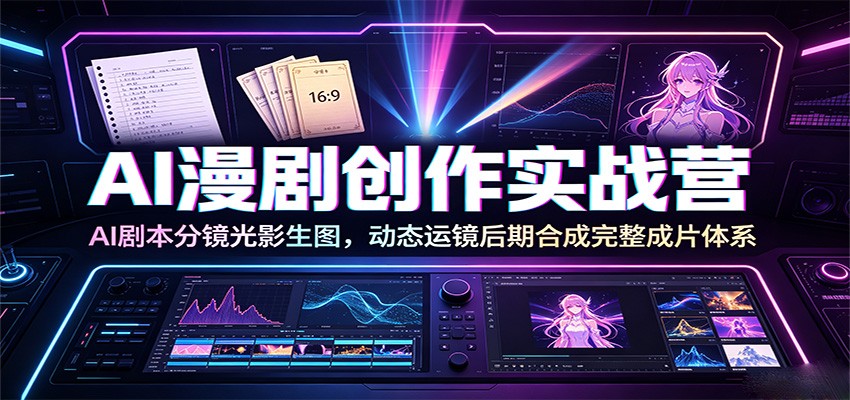 AI漫剧创作实战营：AI剧本分镜光影生图，动态运镜后期合成完整成片体系-dabaowz