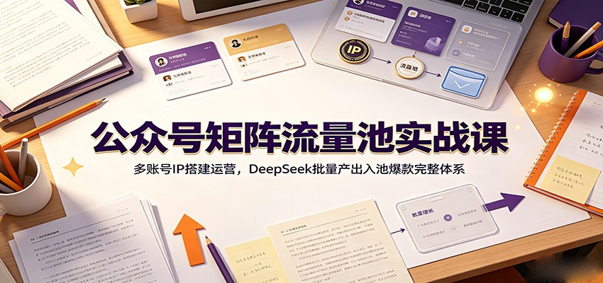 公众号矩阵流量池实战课：多账号IP搭建运营，DeepSeek批量产出入池爆款完整体系-dabaowz