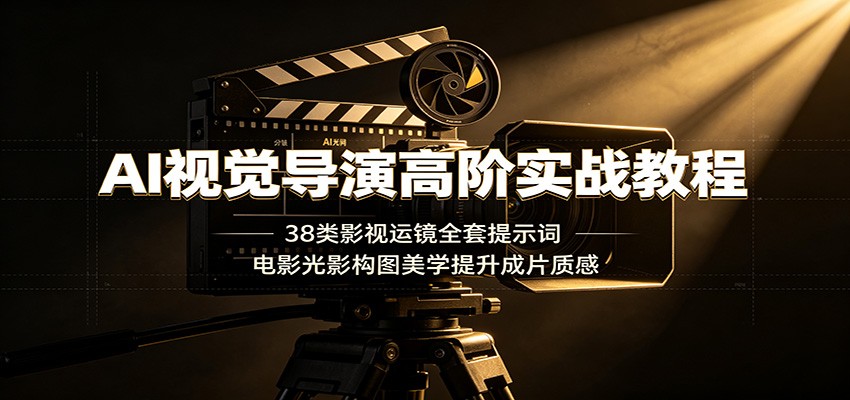 AI视觉导演高阶实战教程：38类影视运镜全套提示词，电影光影构图美学提升成片质感-dabaowz