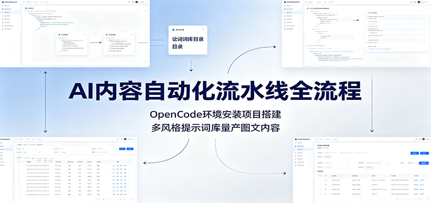 AI内容自动化流水线全流程：OpenCode环境安装项目搭建，多风格提示词库量产图文内容-dabaowz