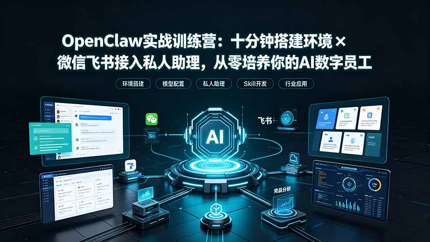 OpenClaw实战特训营：十分钟搭建环境×微信飞书接入私人助理，从零培养你的AI数字员工-dabaowz