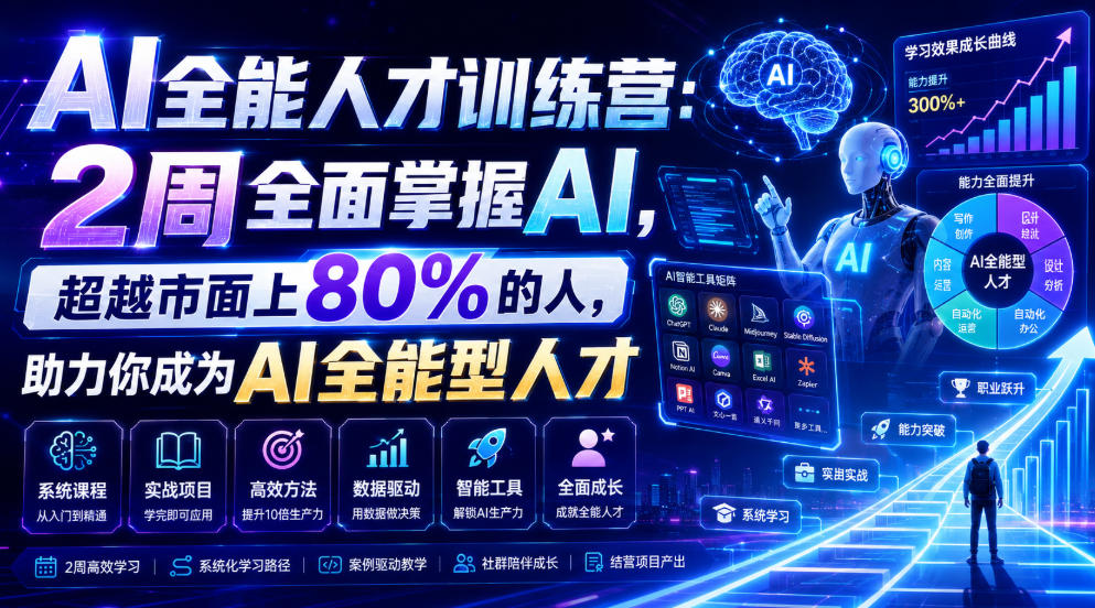 AI全能人才训练营：2周全面掌握AI，超越市面上80%的人，助力你成为AI全能型人才-dabaowz
