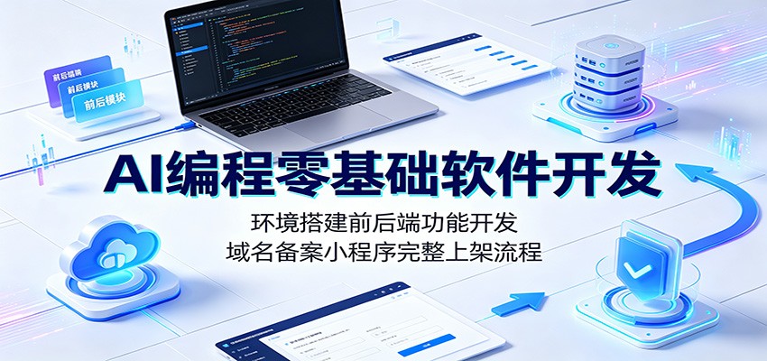 AI编程零基础软件开发：环境搭建前后端功能开发，域名备案小程序完整上架流程-dabaowz