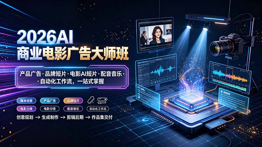 2026AI商业电影广告大师班：产品广告·品牌短片·电影AI短片·配音音乐·自动化工作流，一站式掌握-dabaowz