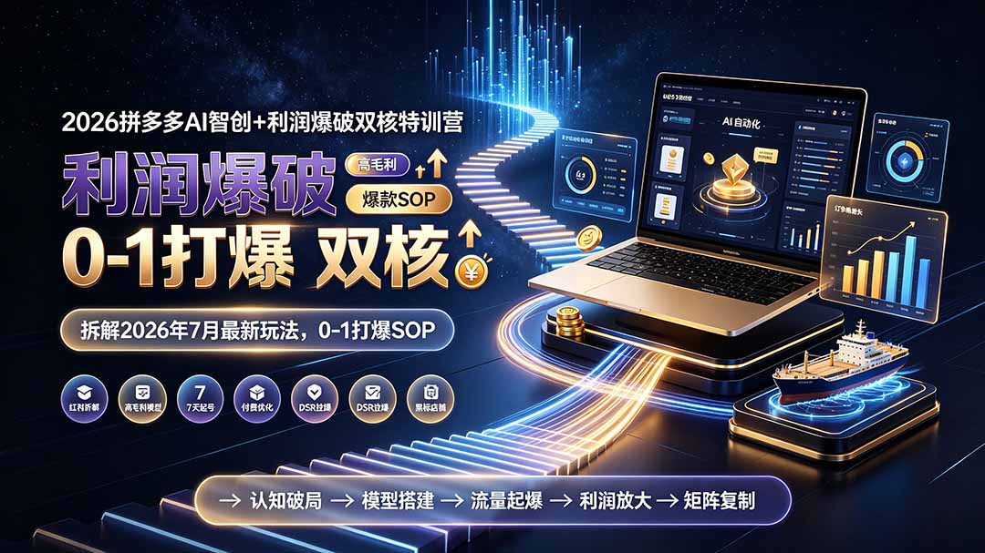 2026拼多多AI智创+利润爆破双核特训营-拆解2026年7月最新玩法，0-1打爆SOP-dabaowz
