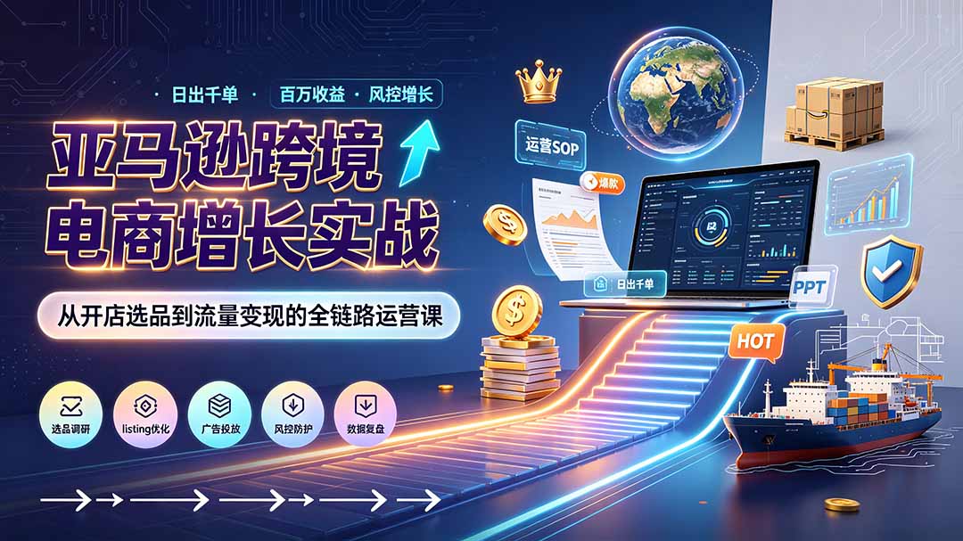 亚马逊0-1孵化特训营8期：从注册风控到稳定日出千单实战，规避审核封店风险，标准化执行流程落地-dabaowz