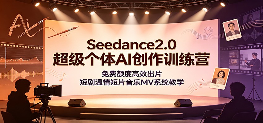 Seedance2.0超级个体AI创作训练营：免费额度高效出片，短剧温情短片音乐MV系统教学-dabaowz