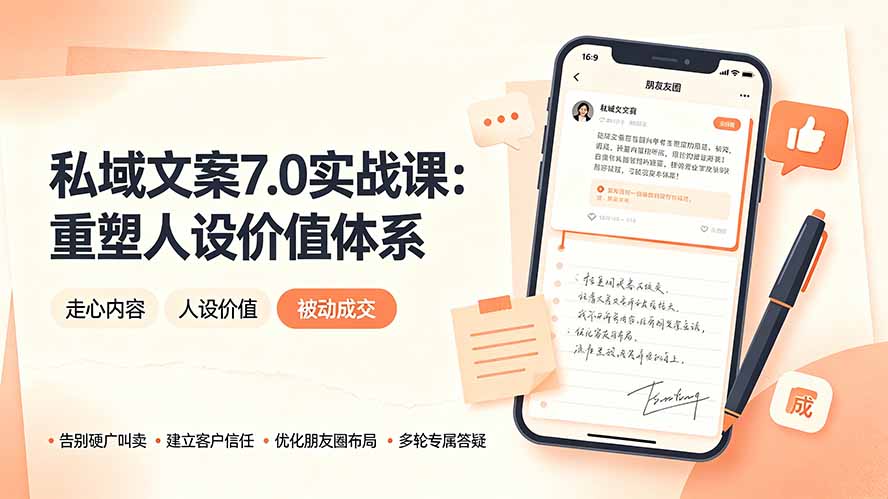 私域文案实战课7.0：重塑人设价值体系｜-告别硬广推销×走心内容×自我价值塑造，实现被动成交-dabaowz