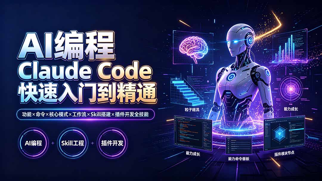 AI编程 Claude Code快速入门到精通：功能×命令×核心模式×工作流×Skill搭建×插件开发全技能-dabaowz