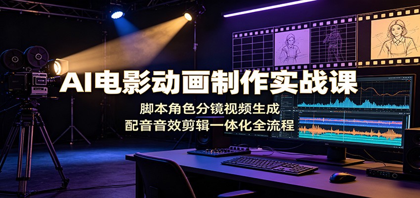 AI电影动画制作实战课：脚本角色分镜视频生成，配音音效剪辑一体化全流程-dabaowz