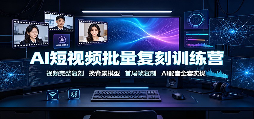 AI短视频批量复刻训练营：视频完整复刻，换背景模型、首尾帧复制、AI配音全套实操-dabaowz