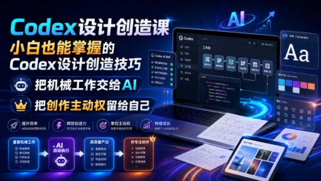 Codex设计创造课，小白也能掌握的Codex设计创造技巧，把机械工作交给AI，把创作主动权留给自己-dabaowz