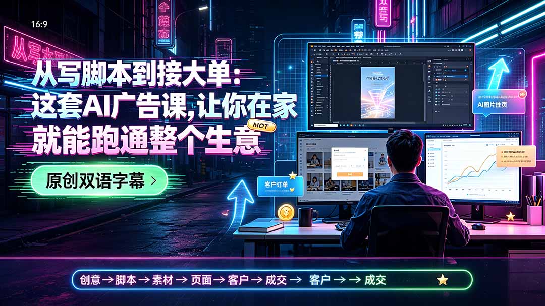 从写脚本到接大单：这套AI广告课，让你在家就能跑通整个生意【原创双语字幕】-dabaowz