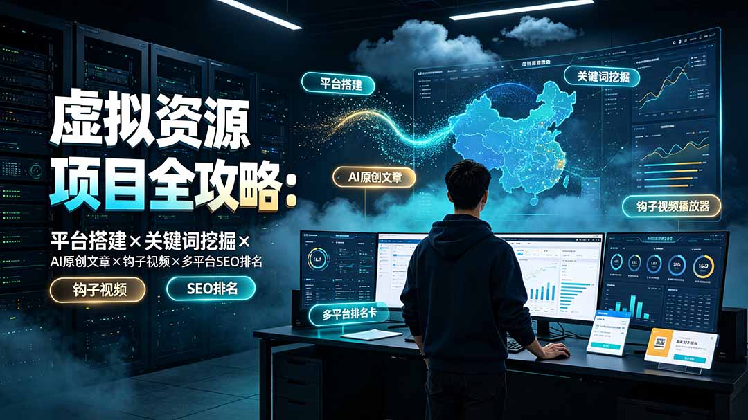 虚拟资源项目全攻略：平台搭建×关键词挖掘×AI原创文章×钩子视频×多平台SEO排名-dabaowz